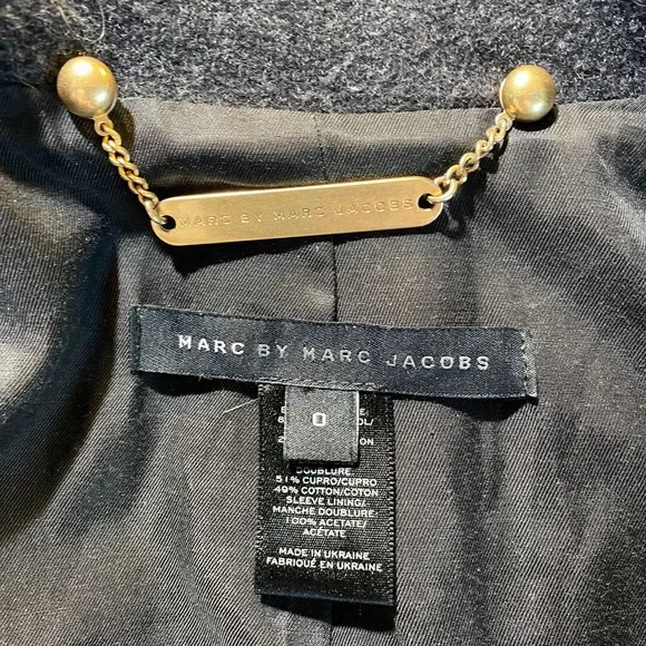 Marc by Marc Jacobs Double Breasted Wool Blend Coat Gray - Picture 7 of 16